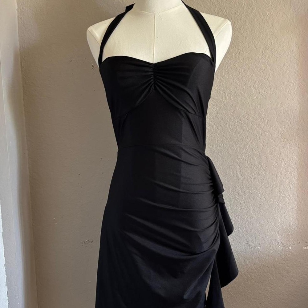 Black halter neck dress